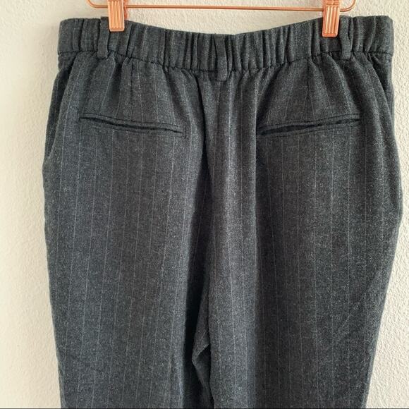 Zara Woman Pin Striped Cuffed Leg Textured Pants Career Work Trouser Large - Picture 8 of 10